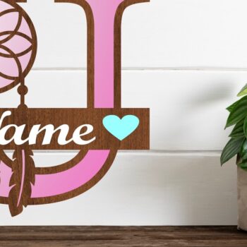 Intra απο ξύλο plywood Χρώμα wenge 3mm-4mm πάχος - Ονειροπαγίδα Monogram Letter U Cut Δίασταση 20x20 cm INTRAFABR-108443942 - Image 1