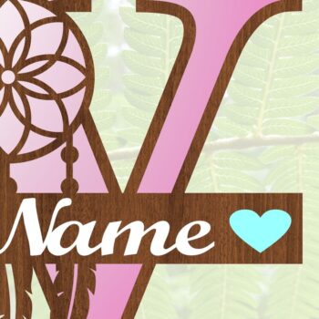 Intra απο ξύλο plywood Χρώμα wenge 3mm-4mm πάχος - Ονειροπαγίδα Monogram Letter V Cut Δίασταση 20x20 cm INTRAFABR-108443950 - Image 3