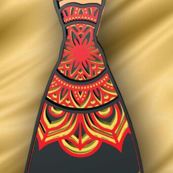 Intra απο ξύλο plywood  Χρώμα wenge 3mm-4mm πάχος - Φόρεμα, 5 στρώσεις, 3d Mandala Δίασταση 30x30 cm INTRAFABR-110186407 - Image 5