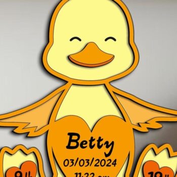 Intra απο ξύλο plywood Χρώμα wenge 3mm-4mm πάχος - Duck Baby Sign Laser Αναγγελία Γέννησης Δίασταση 30x20 cm INTRAFABR-106750782 - Image 1