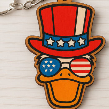 Intra απο ξύλο plywood  Χρώμα wenge 3mm-4mm πάχος - Μπρελόκ πάπιας Δίασταση 4x4 cm INTRAFABR-37266394 - Image 1