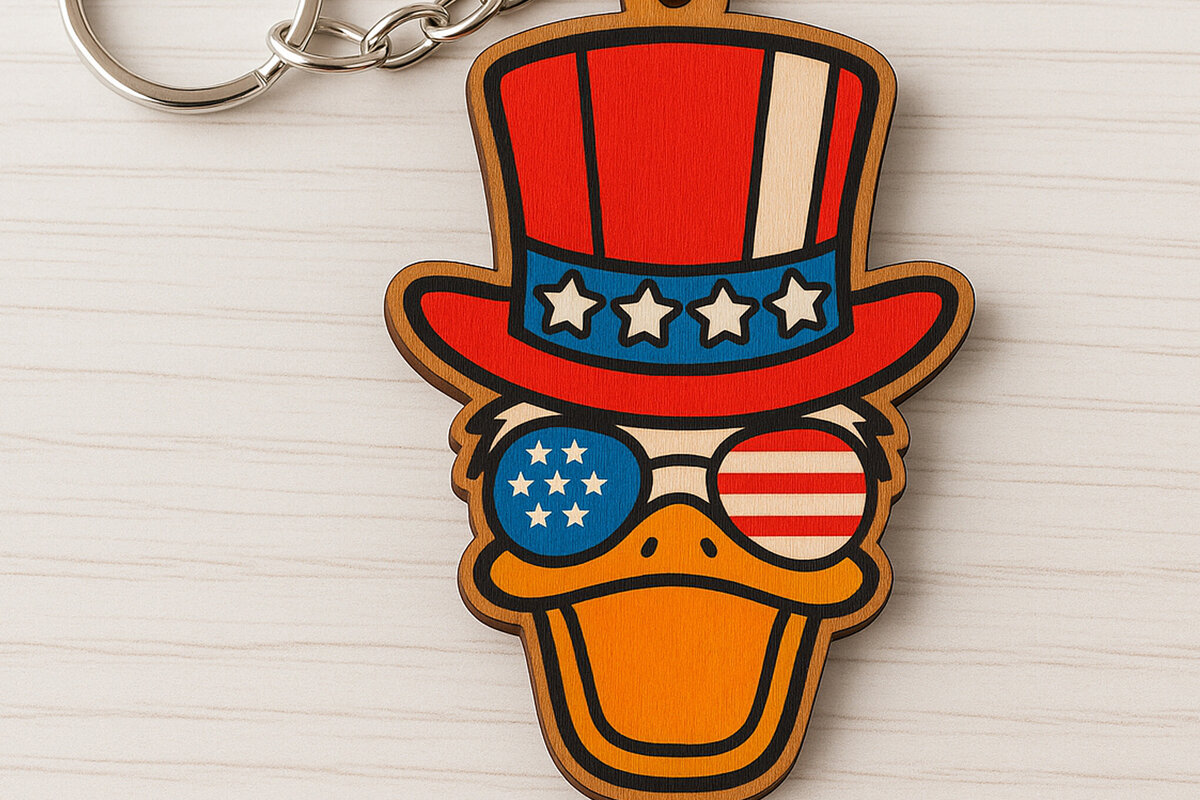 Intra απο ξύλο plywood  Χρώμα wenge 3mm-4mm πάχος - Μπρελόκ πάπιας Δίασταση 4x4 cm INTRAFABR-37266394