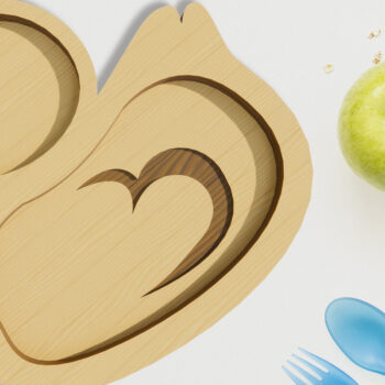 Intra απο ξύλο plywood  Χρώμα wenge 3mm-4mm πάχος - Πάπια . Παιδικό πιάτο κοπής με λέιζερ Δίασταση 30x20 cm INTRAFABR-19252841 - Image 1