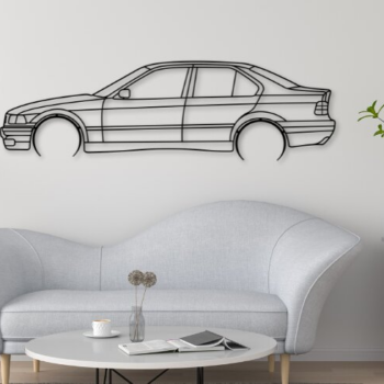 Intra απο ξύλο plywood Χρώμα wenge 3mm-4mm πάχος - Σιλουέτα αυτοκινήτου E36 Sedan Δίασταση 20x20 cm INTRAFABR-102906088 - Image 1