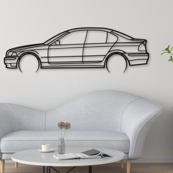 Intra απο ξύλο plywood Χρώμα wenge 3mm-4mm πάχος - E46 Σιλουέτα αυτοκινήτου με σεντάν Δίασταση 20x20 cm INTRAFABR-102906045 - Image 1