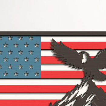 Intra απο ξύλο plywood Χρώμα wenge 3mm-4mm πάχος - Eagle American Flag DIY Cut File Δίασταση 20x20 cm INTRAFABR-110052096 - Image 1