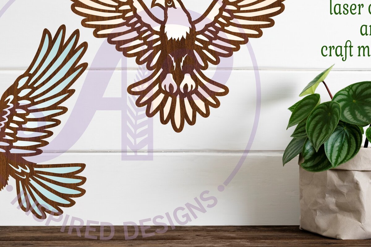 Intra απο ξύλο plywood  Χρώμα wenge 3mm-4mm πάχος - Eagle Detailed cut out Wall Art Δίασταση 40x50 cm INTRAFABR-109998456