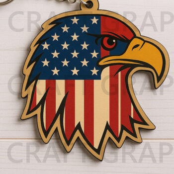 Intra απο ξύλο plywood  Χρώμα wenge 3mm-4mm πάχος - Eagle Flag Head Keychain Δίασταση 4x4 cm INTRAFABR-109998514 - Image 1