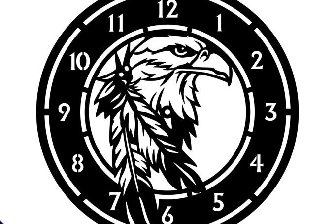 Intra απο ξύλο plywood  Χρώμα wenge 3mm-4mm πάχος - Πρότυπο κοπής εγγενούς ρολογιού Eagle Head Δίασταση 20x20 cm INTRAFABR-109998444