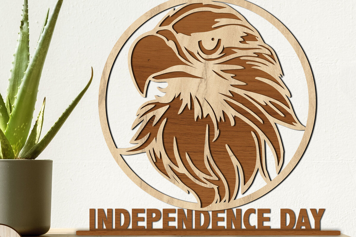 Intra απο ξύλο plywood  Χρώμα wenge 3mm-4mm πάχος - Αετός, Ημέρα της Ανεξαρτησίας, 4 Ιουλίου Δίασταση 12x11 cm INTRAFABR-85007695