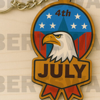 Intra απο ξύλο plywood  Χρώμα wenge 3mm-4mm πάχος - Eagle 4 Ιουλίου Μπρελόκ Δίασταση 4x4 cm INTRAFABR-85009954 - Image 1