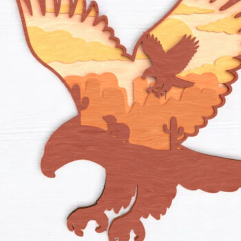 Intra απο ξύλο plywood  Χρώμα wenge 3mm-4mm πάχος - Eagle Layered Desert Scene Δίασταση 30x20 cm INTRAFABR-85007195 - Image 1