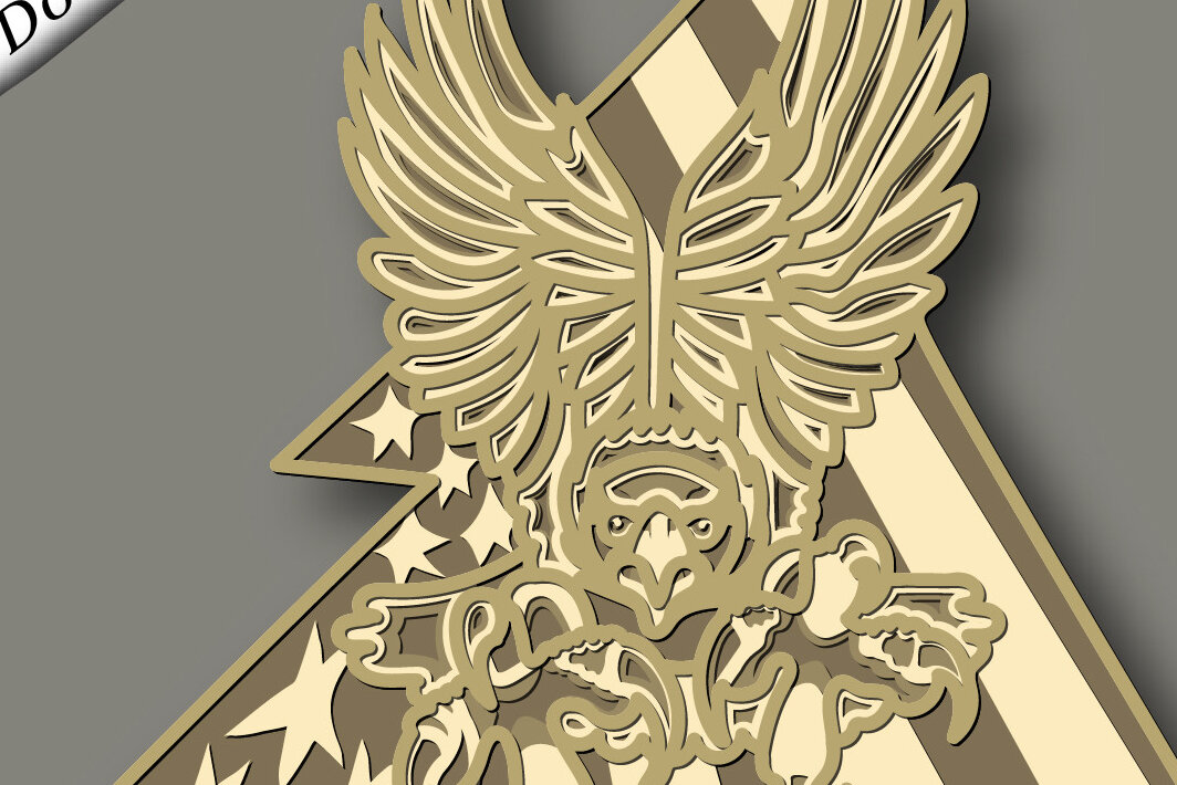 Intra απο ξύλο plywood  Χρώμα wenge 3mm-4mm πάχος - Eagle Multilayer /3D Patriotic Eagle Δίασταση 30x20 cm INTRAFABR-79575699