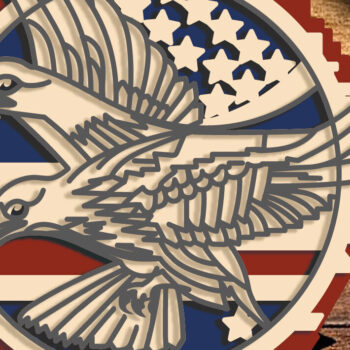 Intra απο ξύλο plywood Χρώμα wenge 3mm-4mm πάχος - Eagle Multilayer /3D Patriotic Eagle Δίασταση 30x20 cm INTRAFABR-49266665 - Image 1