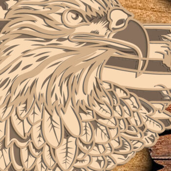 Intra απο ξύλο plywood Χρώμα wenge 3mm-4mm πάχος - Eagle Multilayer /3D Patriotic Eagle Δίασταση 30x20 cm INTRAFABR-50076201 - Image 1