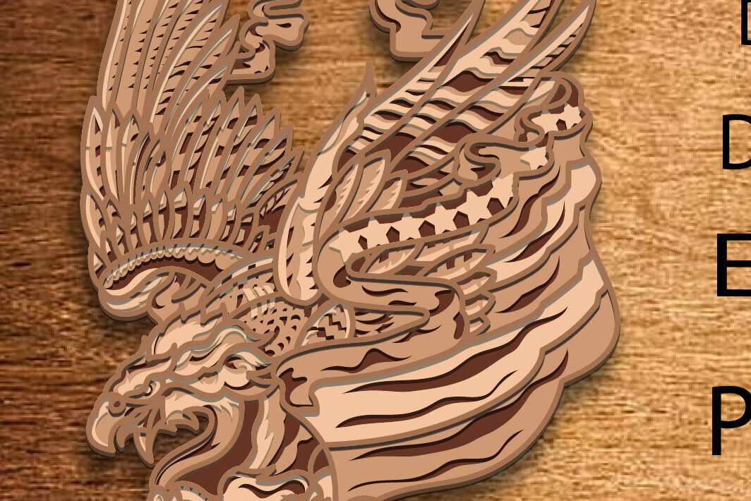 Intra απο ξύλο plywood  Χρώμα wenge 3mm-4mm πάχος - Eagle Multilayer /3D Patriotic Eagle/ Δίασταση 30x20 cm INTRAFABR-50216545