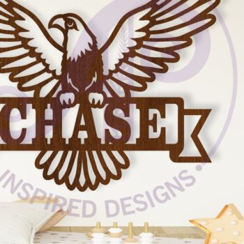 Intra απο ξύλο plywood Χρώμα wenge 3mm-4mm πάχος - Eagle Name Sign κοπής με λέιζερ Δίασταση 30x20 cm INTRAFABR-48106843 - Image 1