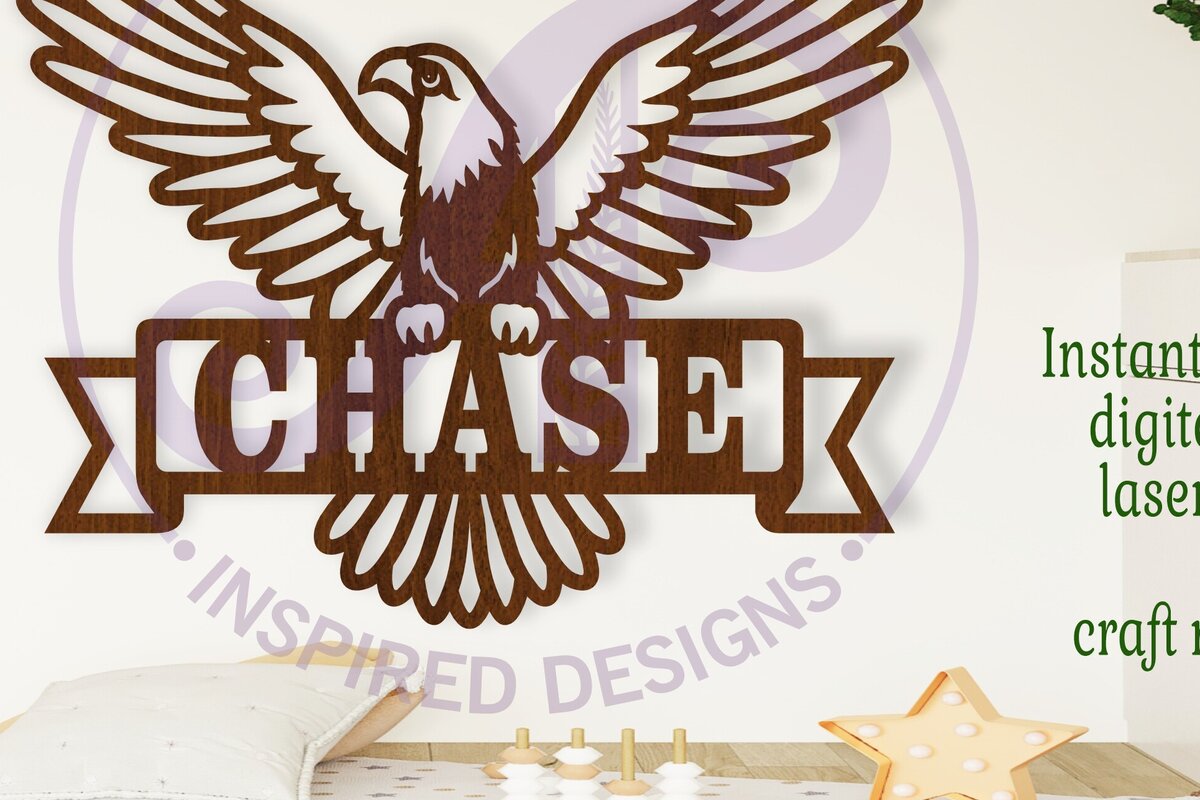 Intra απο ξύλο plywood  Χρώμα wenge 3mm-4mm πάχος - Eagle Name Sign κοπής με λέιζερ Δίασταση 30x20 cm INTRAFABR-48106843