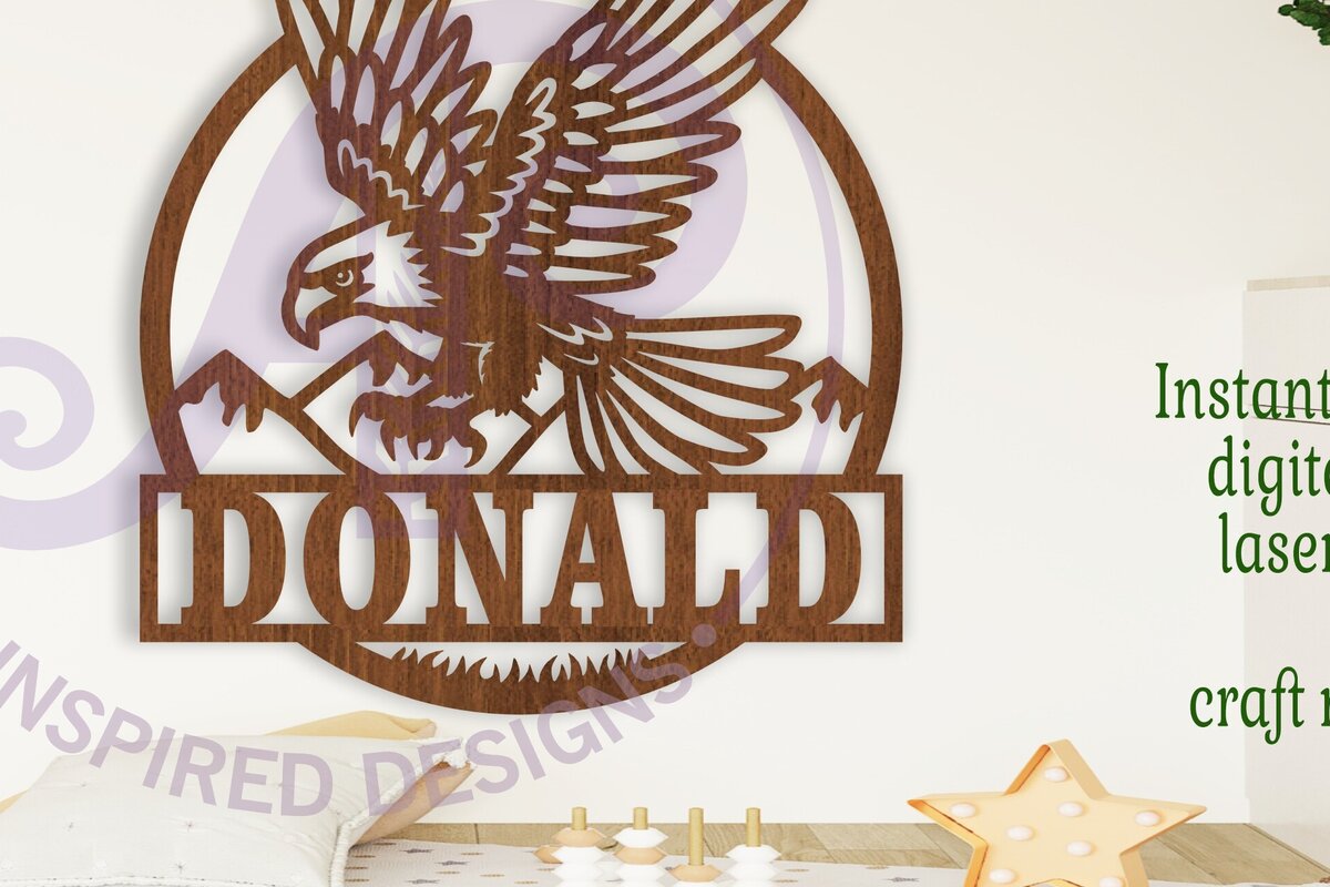 Intra απο ξύλο plywood  Χρώμα wenge 3mm-4mm πάχος - Eagle Name Sign Laser Δίασταση 30x20 cm INTRAFABR-48108259