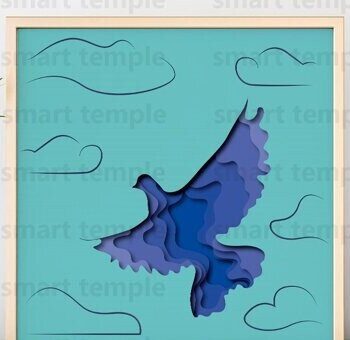 Intra απο ξύλο plywood Χρώμα wenge 3mm-4mm πάχος - Eagle Shadow Box , Birds 3d Paper Art Δίασταση 25x25 cm INTRAFABR-48108948 - Image 1