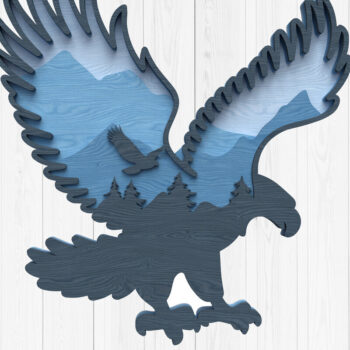 Intra απο ξύλο plywood Χρώμα wenge 3mm-4mm πάχος - Eagle Soaring Mountain Layered Art Δίασταση 30x20 cm INTRAFABR-48113739 - Image 1