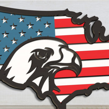 Intra απο ξύλο plywood Χρώμα wenge 3mm-4mm πάχος - Eagle USA Χάρτης American Flag Δίασταση 20x20 cm INTRAFABR-50098272 - Image 1