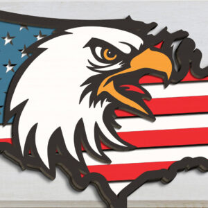 Intra απο ξύλο plywood  Χρώμα wenge 3mm-4mm πάχος - Eagle USA Χάρτης American Flag Δίασταση 20x20 cm INTRAFABR-48290676