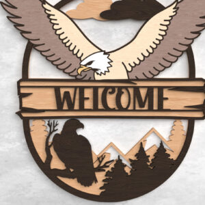 Intra απο ξύλο plywood  Χρώμα wenge 3mm-4mm πάχος - Eagle Welcome Sign - Δίασταση 30x20 cm INTRAFABR-110840932