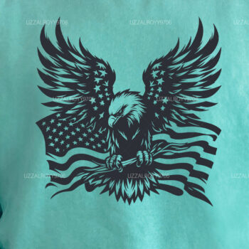 Intra απο ξύλο plywood  Χρώμα wenge 3mm-4mm πάχος - Μπλουζάκι αετός με αμερικανική σημαία Δίασταση 40x50 cm INTRAFABR-110984027 - Image 4