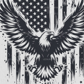 Intra απο ξύλο plywood  Χρώμα wenge 3mm-4mm πάχος - Μπλουζάκι αετός με αμερικανική σημαία Δίασταση 40x50 cm INTRAFABR-110984035 - Image 1