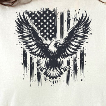 Intra απο ξύλο plywood  Χρώμα wenge 3mm-4mm πάχος - Μπλουζάκι αετός με αμερικανική σημαία Δίασταση 40x50 cm INTRAFABR-110984035 - Image 3