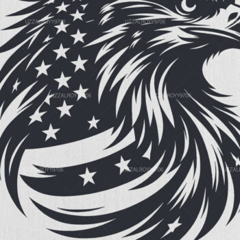 Intra απο ξύλο plywood  Χρώμα wenge 3mm-4mm πάχος - Μπλουζάκι αετός με αμερικανική σημαία Δίασταση 40x50 cm INTRAFABR-110984041 - Image 1