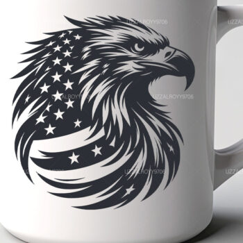 Intra απο ξύλο plywood  Χρώμα wenge 3mm-4mm πάχος - Μπλουζάκι αετός με αμερικανική σημαία Δίασταση 40x50 cm INTRAFABR-110984041 - Image 2