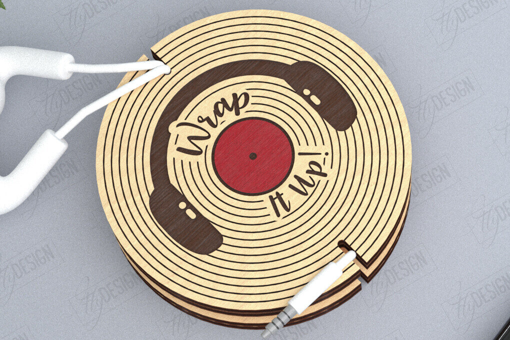 Intra απο ξύλο plywood  Χρώμα wenge 3mm-4mm πάχος - Ακουστικό Cord Organizer | CNC Δίασταση 20x20 cm INTRAFABR-83078444