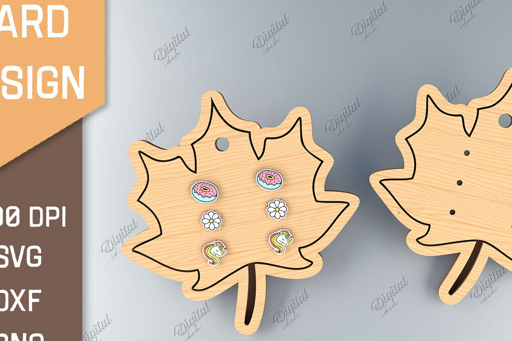 Intra απο ξύλο plywood  Χρώμα wenge 3mm-4mm πάχος - Κάρτα σκουλαρίκι Lasercut. 3D Maple Leaf Δίασταση 3x3 cm INTRAFABR-40253445