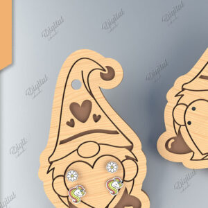 Intra απο ξύλο plywood  Χρώμα wenge 3mm-4mm πάχος - Κάρτα σκουλαρίκι Lasercut. Layared Gnome Δίασταση 3x3 cm INTRAFABR-111210516