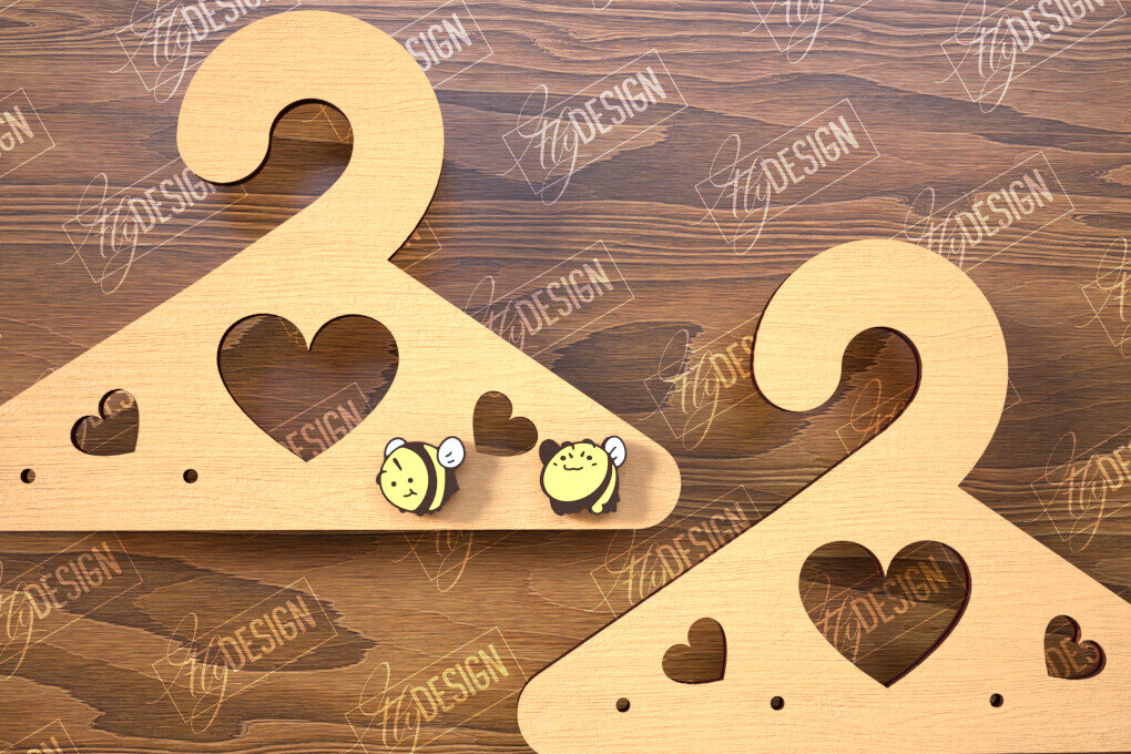 Intra απο ξύλο plywood  Χρώμα wenge 3mm-4mm πάχος - Εμφάνιση σκουλαρικιών | Οθόνη σε σχήμα κρεμάστρας Δίασταση 3x3 cm INTRAFABR-105619749