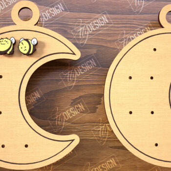 Intra απο ξύλο plywood  Χρώμα wenge 3mm-4mm πάχος - Εμφάνιση σκουλαρικιών | Οθόνη σε σχήμα Σελήνης Δίασταση 3x3 cm INTRAFABR-124640629 - Image 1