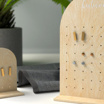 Intra απο ξύλο plywood  Χρώμα wenge 3mm-4mm πάχος - Βάση οθόνης σκουλαρικιών Δίασταση 3x3 cm INTRAFABR-81468465 - Image 2