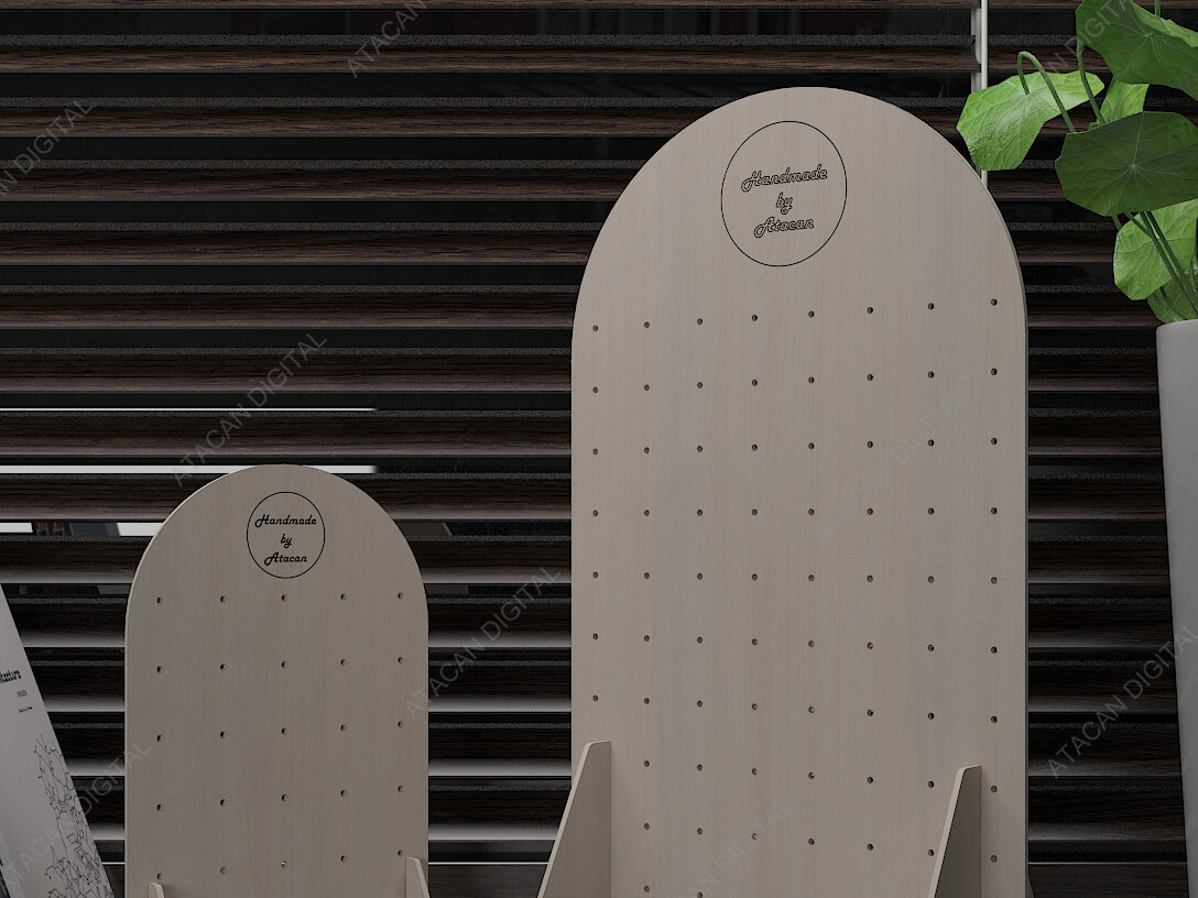 Intra απο ξύλο plywood  Χρώμα wenge 3mm-4mm πάχος - Σκουλαρίκια με επίδειξη κοσμήματος Μπαστούνι Holde Δίασταση 3x3 cm INTRAFABR-46353220