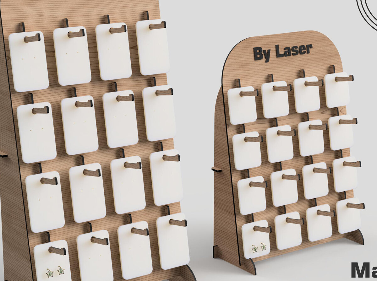 Intra απο ξύλο plywood  Χρώμα wenge 3mm-4mm πάχος - Στάση οθόνης σκουλαρικιών, με λέιζερ Δίασταση 3x3 cm INTRAFABR-82705042