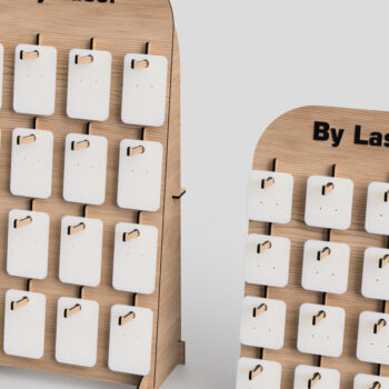 Intra απο ξύλο plywood  Χρώμα wenge 3mm-4mm πάχος - Στάση οθόνης σκουλαρικιών, με λέιζερ Δίασταση 3x3 cm INTRAFABR-82705042 - Image 4