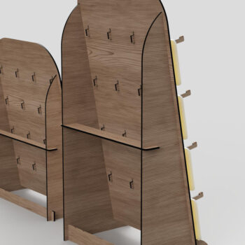 Intra απο ξύλο plywood  Χρώμα wenge 3mm-4mm πάχος - Στάση οθόνης σκουλαρικιών, με λέιζερ Δίασταση 3x3 cm INTRAFABR-82705042 - Image 5