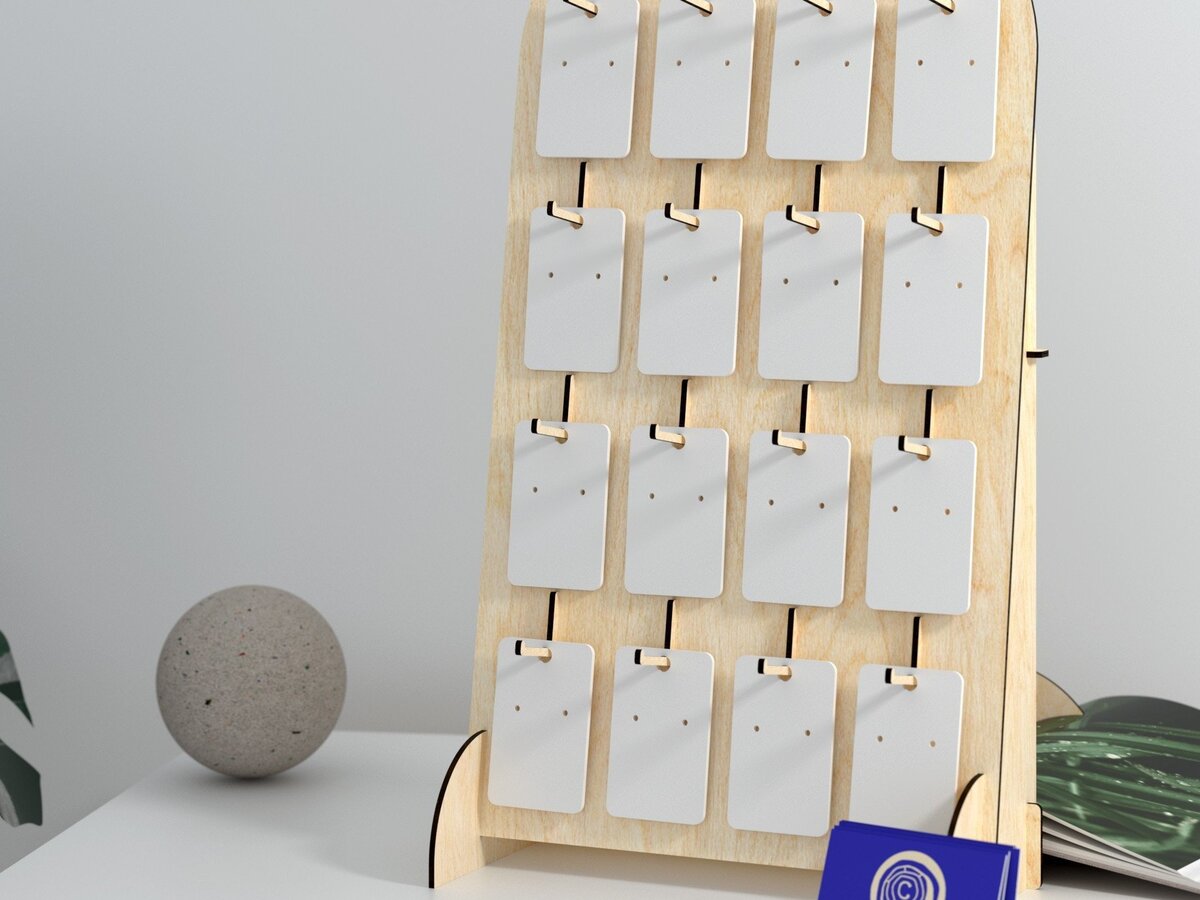 Intra απο ξύλο plywood  Χρώμα wenge 3mm-4mm πάχος - Στάση οθόνης σκουλαρικιών - Δίασταση 3x3 cm INTRAFABR-105557732