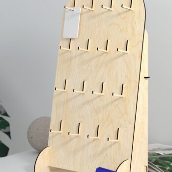 Intra απο ξύλο plywood  Χρώμα wenge 3mm-4mm πάχος - Στάση οθόνης σκουλαρικιών - Δίασταση 3x3 cm INTRAFABR-105557732 - Image 2