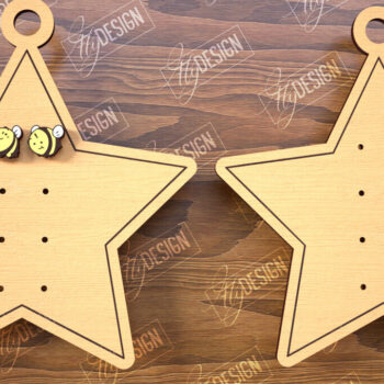 Intra απο ξύλο plywood Χρώμα wenge 3mm-4mm πάχος - Εμφάνιση σκουλαρικιών | Οθόνη σε σχήμα αστεριού Δίασταση 3x3 cm INTRAFABR-105557753 - Image 1