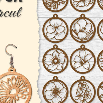 Intra απο ξύλο plywood  Χρώμα wenge 3mm-4mm πάχος - Σκουλαρίκι Flower Δίασταση 3x3 cm INTRAFABR-105557763 - Image 1