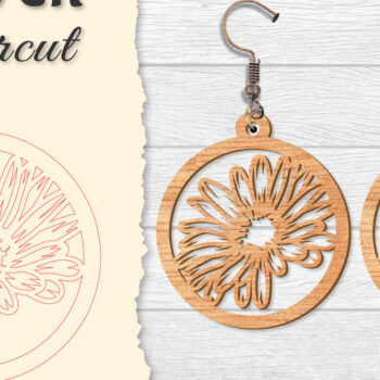 Intra απο ξύλο plywood  Χρώμα wenge 3mm-4mm πάχος - Σκουλαρίκι Flower Δίασταση 3x3 cm INTRAFABR-105557763 - Image 2