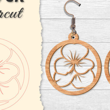 Intra απο ξύλο plywood  Χρώμα wenge 3mm-4mm πάχος - Σκουλαρίκι Flower Δίασταση 3x3 cm INTRAFABR-105557763 - Image 5