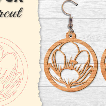 Intra απο ξύλο plywood  Χρώμα wenge 3mm-4mm πάχος - Σκουλαρίκι Flower Δίασταση 3x3 cm INTRAFABR-105557763 - Image 6